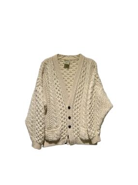 Irish Wool Vtg Cream Cable Cardigan Sweater